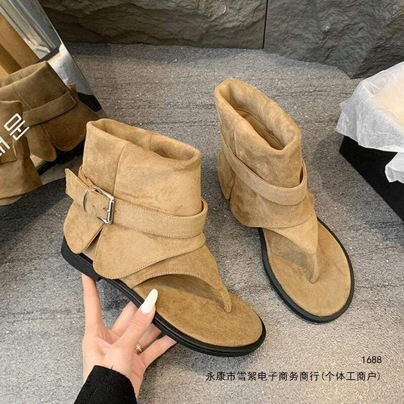 European Collection 2026 New Vintage Women's Sandal Boots Thick-Soled Height-Increasing Martin Boots Women's British Style Short Chelsea Boots Trendy European Collection 2026 New Vintage Women's Sandal Boots Thick-Soled Height-Increasing Martin Boots Women's British Style Short Chelsea Boots Trendy