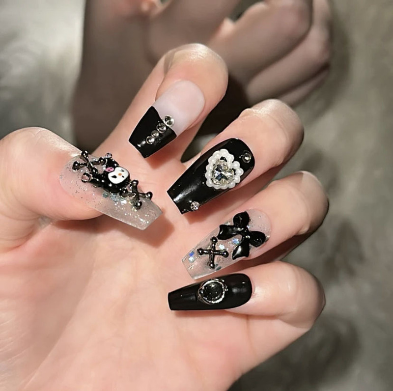 Cartoon Dopamine Manicure Handmade Wearable Nail Patch Finished Dark Loli Sweet Cool Sexy Kuromi Fake Nails
