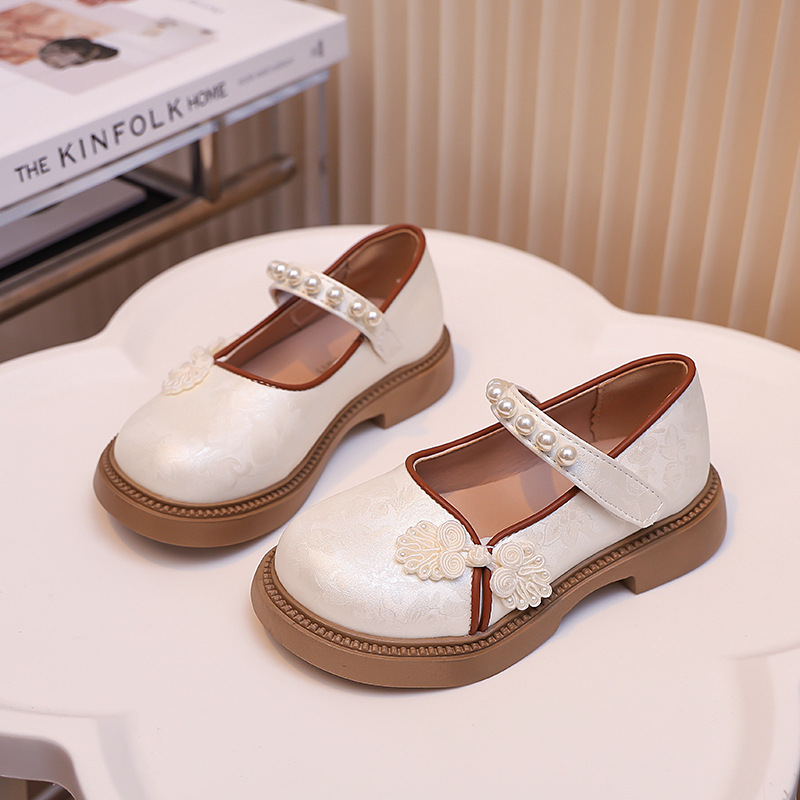 Girls' Han Dynasty Shoes, Chinese Style Embroidered Shoes, Spring New Little Girls' Soft-Soled Princess Shoes, Fashionable Kidsren's Shoes