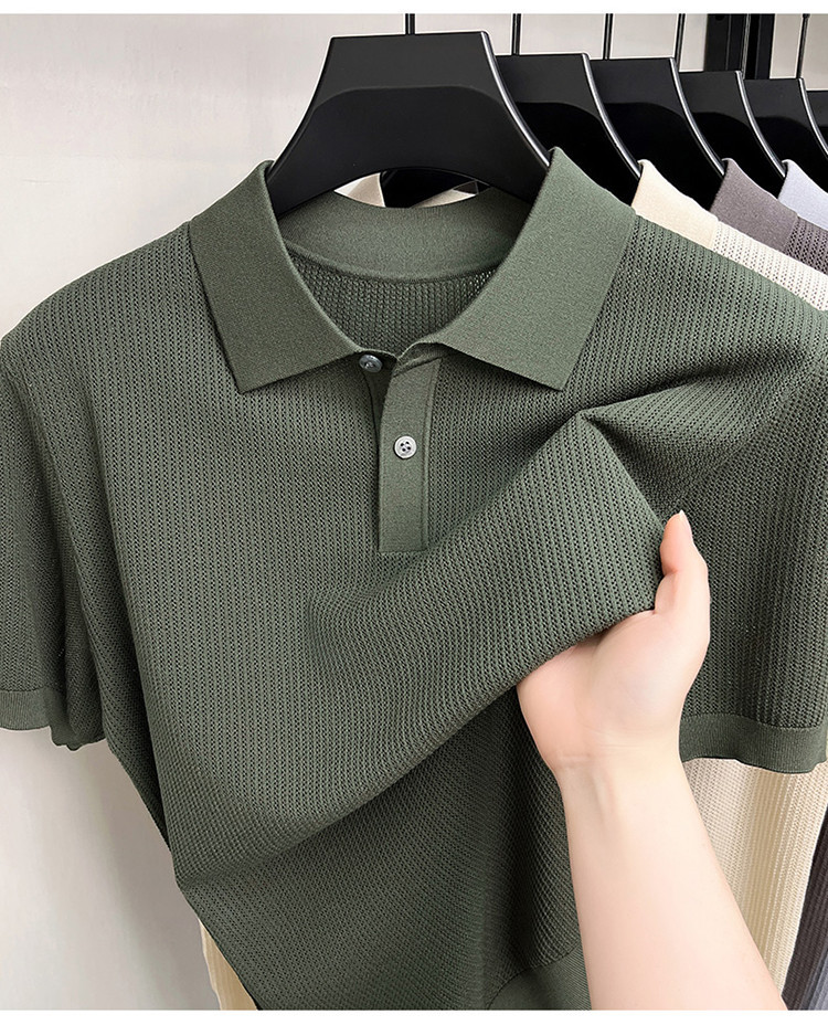 Men's High End Modal Breathable Cooling Collar Polo Shirt New Summer Short Sleeve Knitted T-Shirt Comfortable Fashion Top_viptrois.com