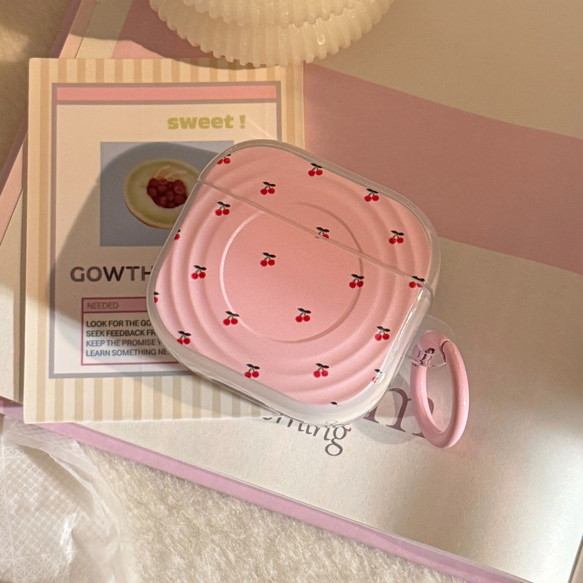 Anillo de cereza rosa para auriculares Airpods Pro 2 cubierta Bluetooth inalámbrico 4 generación 3 mariposas estéreo