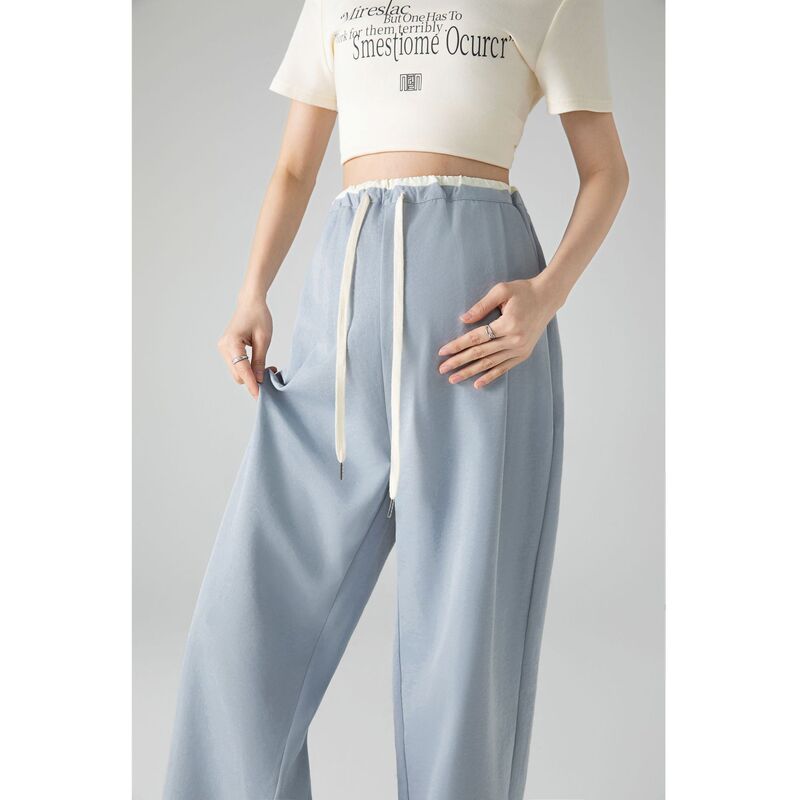 Pregnant Women's Wide-leg Pants Spring and Summer Thin Trousers Pregnant Women's Loose Texture Ice Silk Straight Sports Casual Pants Nine Pregnant Women's Wide-leg Pants Spring and Summer Thin Trousers Pregnant Women's Loose Texture Ice Silk Straight Sports Casual Pants Nine