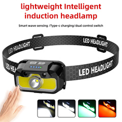 新しい LED パワーディスプレイ屋外ランニングセンサーヘッドライト Type-c 充電式強力なライト COB ポータブル集魚灯