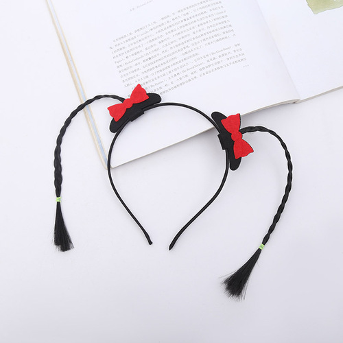 Funny Wig Braids Headband Hair Accessories Cartoon Cute Pigtails Headband Children's June 1st Performance Headband Hair Clip