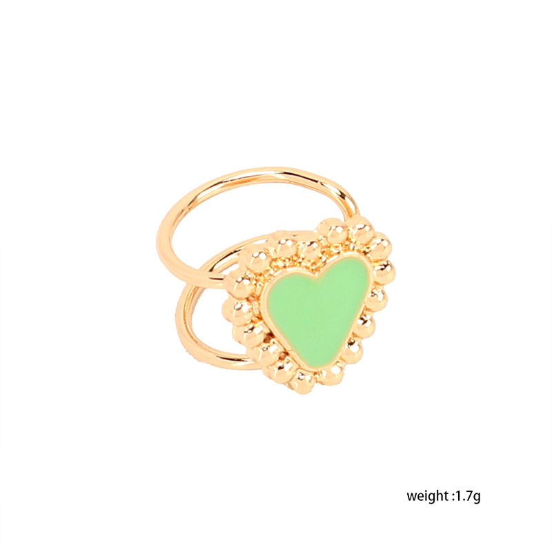 2g Weight Earrings Classification Housewarming, Anniversary, Business, Wedding, Travel, Birthday, Festival Occasion Women'S Gender Pink, Purple, Red, Green, Blue Color Nihaojewelry Retro Geometric Heart Opening Ring Wholesale Jewelry 无