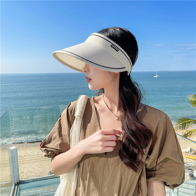 韩国UV防晒帽夏秋季空顶帽遮脸防紫外线遮阳大帽檐男女式太阳时尚