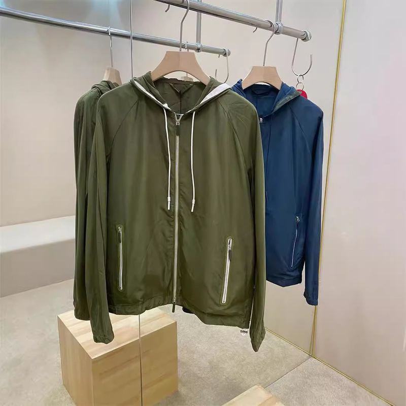 European and American High-end EZ Men's Heavy Industry Pocket Lightweight Wool Silk Blend Zipper Jacket Old Money Style Jacket