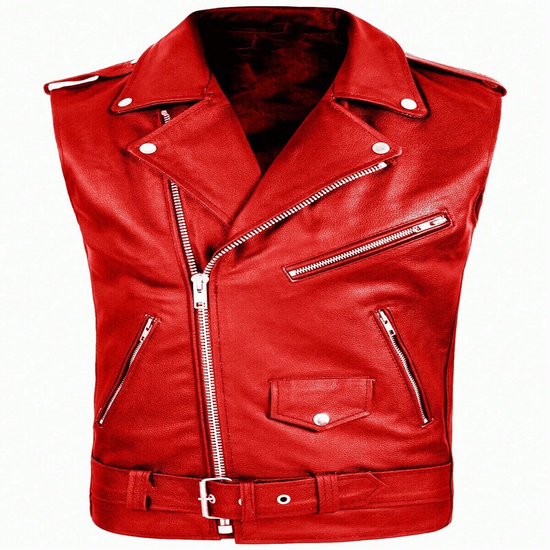25 New Amazon Export Men's Pu Leather Vest Aliexpress Popular Motorcycle Red Leather Vest