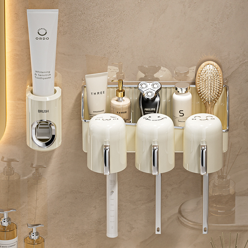 Mensola per spazzolino da denti, WC domestico, WC a parete, tazza per lavaggio, contenitore per dentifricio, scarico, portabicchieri multifunzionale_voghion.com
