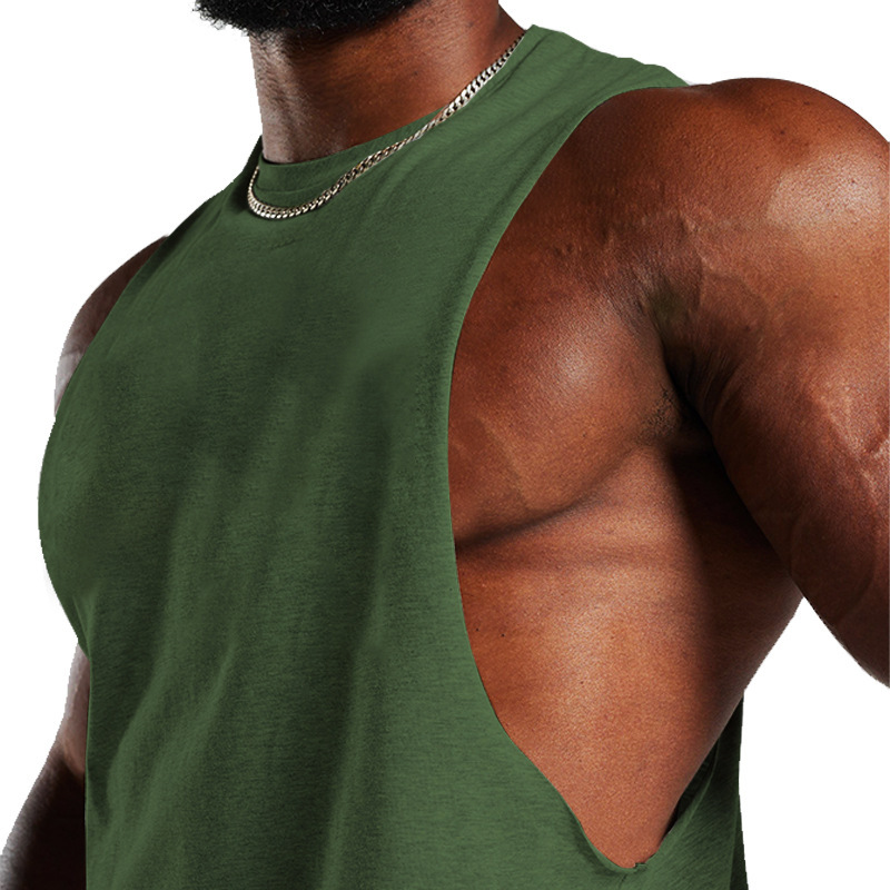 2024 Sommer Neues Fitness-Tanktop für Herren, einfarbig, sportlich, lässig, lockere Schulter-T-Shirt_voghion.com