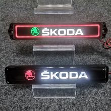 斯柯达发光中网车标灯Skoda明锐速派昊锐LED发光灯前栅装饰灯改装