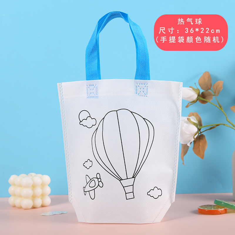 Bolsa de tela no tejida para colorear con grafitis para niños, paquete de materiales creativos para pintar a mano en el jardín de infantes, bolsa publicitaria