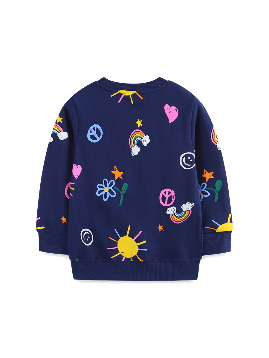 Suministro transfronterizo 2026 suéter de niña moda estampada sudadera infantil de punto cuello redondo de algodón image 3