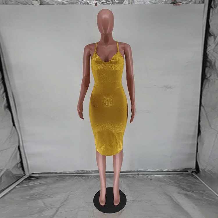 Abito donna sexy con scollo a v profondo e vita alta_voghion.com
