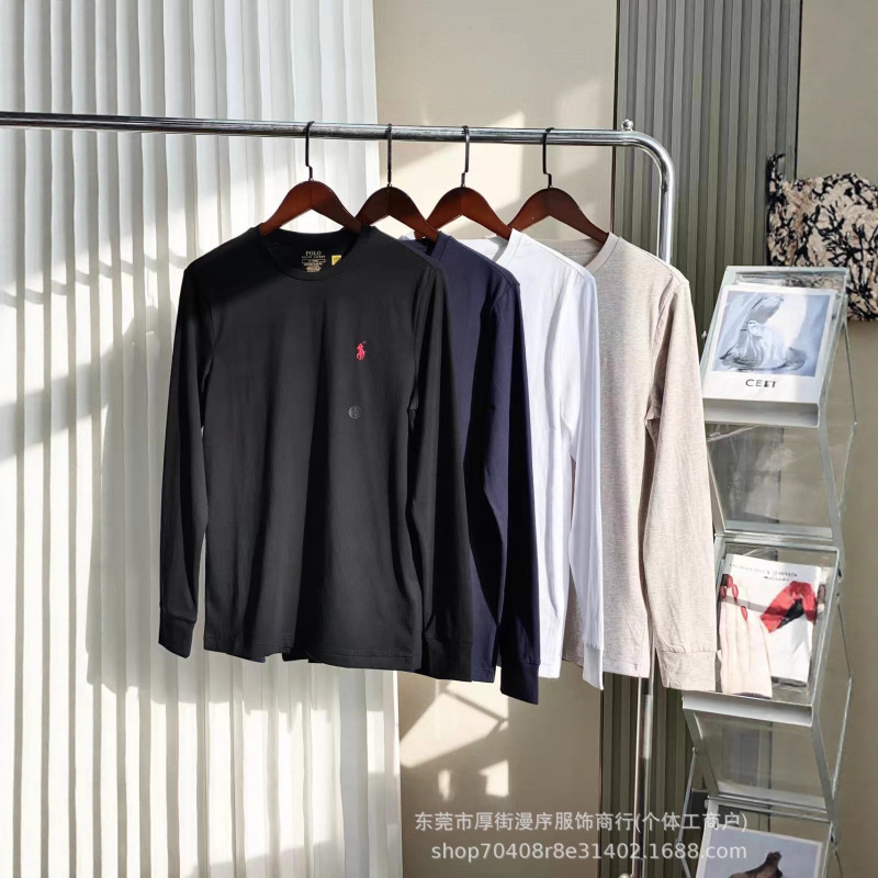 Direct Export from Ralph Lauren: Rl Pure Cotton Round Neck Long-Sleeve Casual T-Shirt
