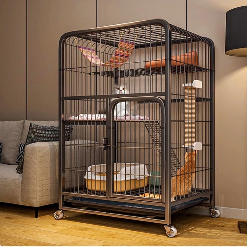 猫ケージ家庭用屋内特大フリースペース猫ヴィラトイレ一体型猫城猫ケージ猫クライミングフレームハウス|undefined