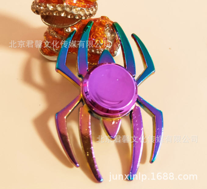 B Dedos de araña de colores, peonza, yema del dedo de metal de tres hojas, peonza de dos hojas, productos pequeños, suministro al por mayor