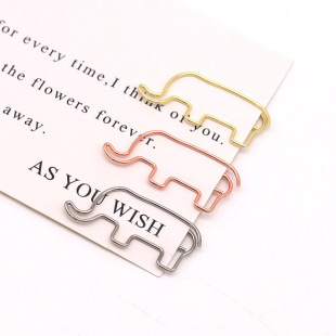 Elephant creative cartoon paper clip factory wholesale cute bookmark metal paper clip student rose gold pin