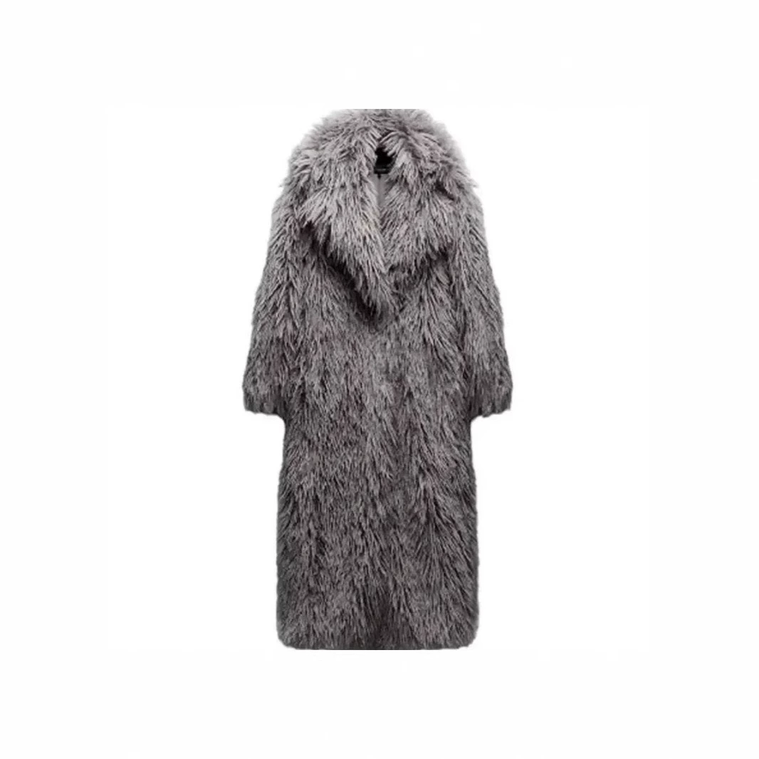 Demi-season long velvet keep warm coat, 2024 years, for import, high-end, maxi length