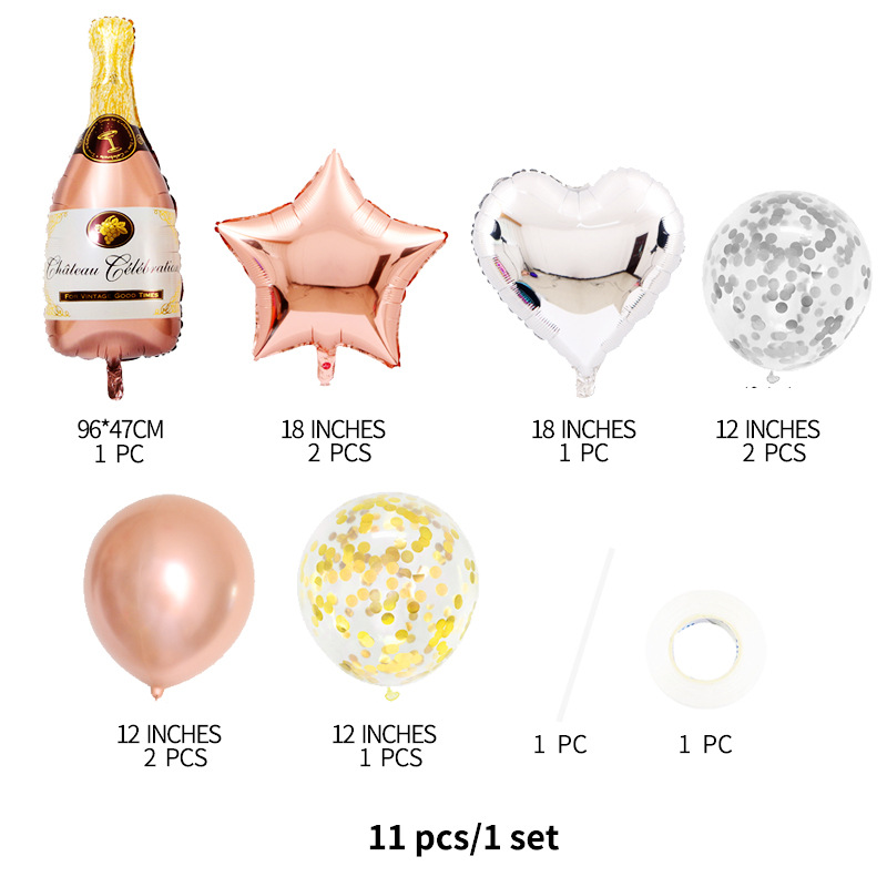 Amazon champán botella de aluminio globo traje de cumpleaños fiesta de la boda decoración globo grande botella de vino