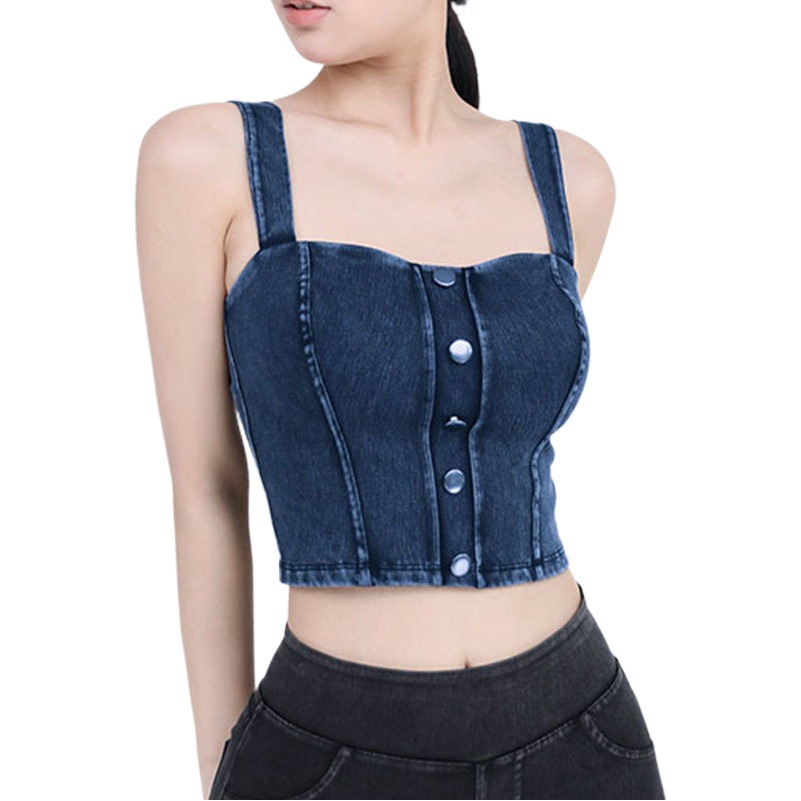 Chaleco de Yoga de la aptitud del dril de algodón artificial de las mujeres de alta elasticidad en forma de U con almohadilla en el pecho que adelgaza hebilla de metal Sling deportes casual top