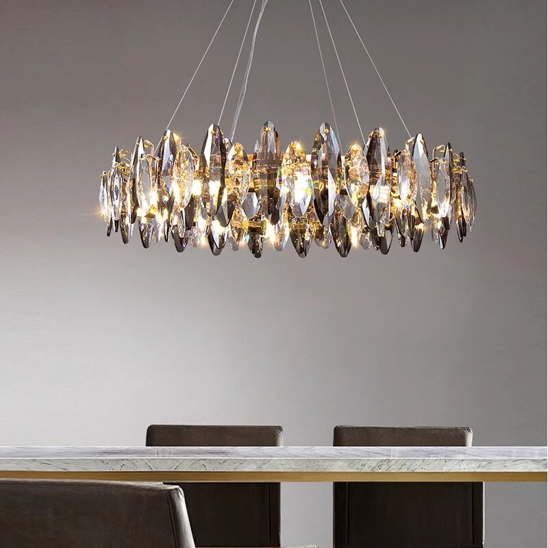 Full Spectrum Crystal Chandelier Post-modern Simple Hong Kong Style Light Luxury Living Room Dining Room Bedroom Main Light Creative Atmospheric Lamps
