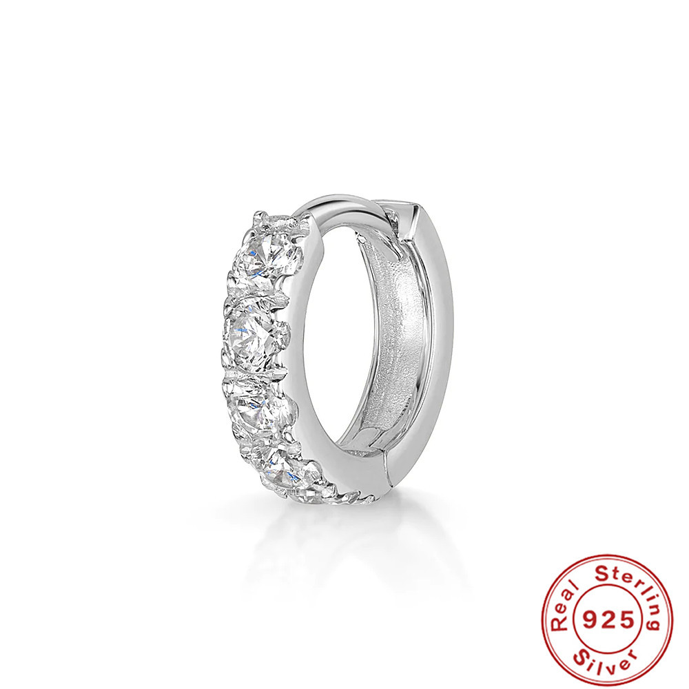 925 Sterling Silver Material 1 Piece 925 Sterling Silver Zircon Irregular Hoop Earrings