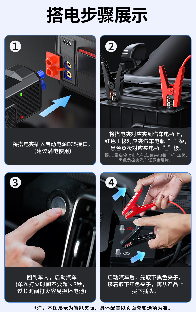 Car-mounted air pump and emergency power supply all-in-one device with power bank, portable tire inflator, and battery jump starter