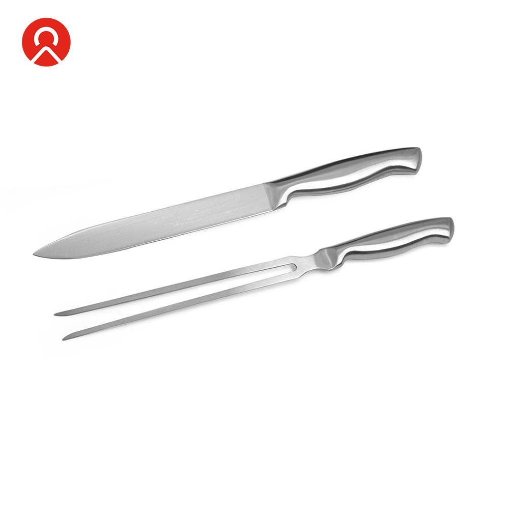 工厂批发牛扒刀厨房刀具两件装不锈钢烤肉刀叉Carving Knife Set
