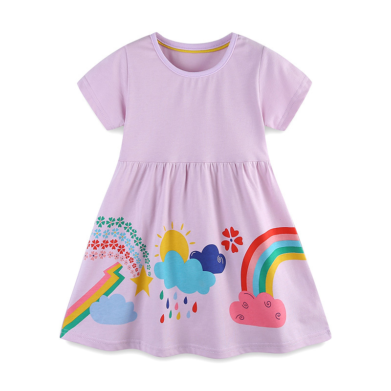 Venta directa de fábrica, vestidos para niñas, estilo europeo y americano, vestido de princesa con estampado de dibujos animados, vestido de verano 26, nuevo vestido infantil