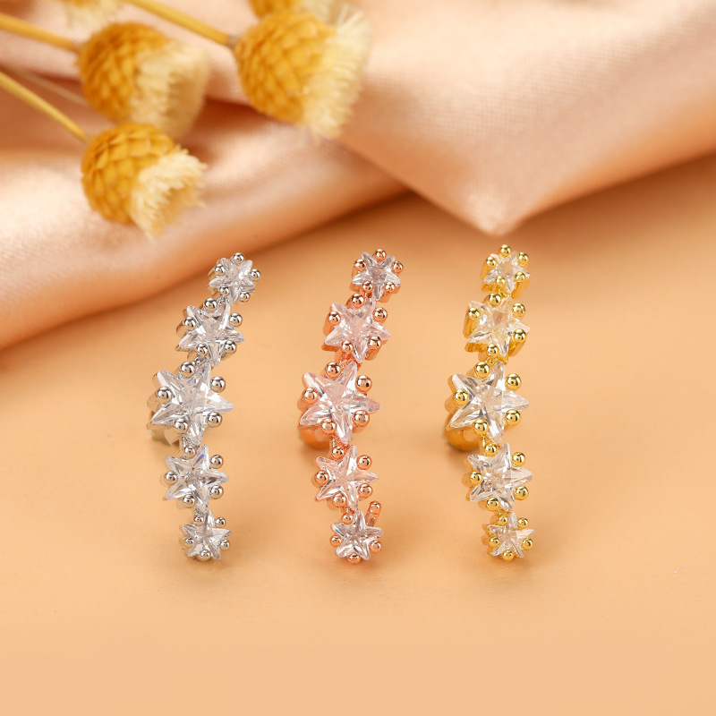 Ethnic Style Star Metal Plating Zircon Ear Studs 1 Piece display picture 15