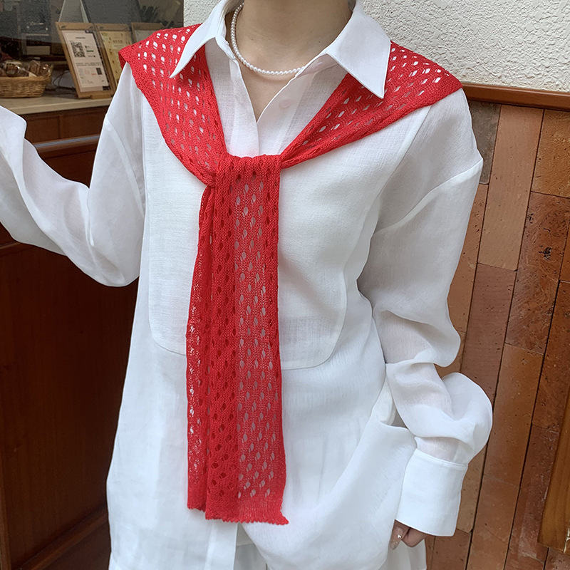 Mantón de protección solar para mujer, tejido de verano, sensación de alta calidad, habitación delgada con aire acondicionado, chaleco de color sólido, chal hueco cruzado