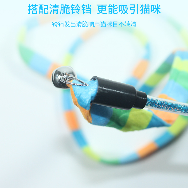 Juguetes para gatos, tiras de tela de colores, palos para gatos divertidos, campanas de impresión fresca, gatos, arcoíris, juguetes para gatos divertidos