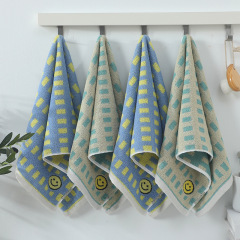 Factory Wholesale New Checkered Smiling Thick Absorbent Bath Towel Face Wash Towel Household Adult Couple Towels