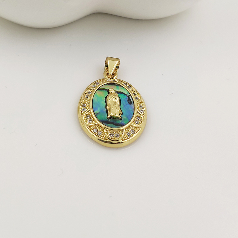 Europeo y americano virgen ZIRCON colgante abalone Shell elefante colgante con incrustaciones de arroz cuentas fritillary colgante nuevo collar redondo colgante