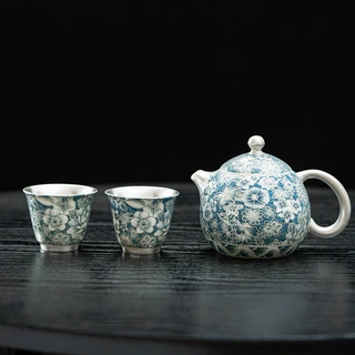 银茶具套装一壶二杯高档轻奢茶壶茶杯伴手礼乔迁礼盒装会销礼品