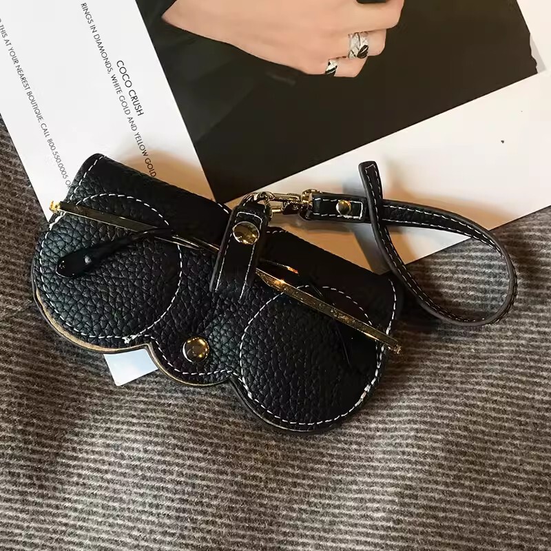 Car Sunglasses Case Ins Design Sense Trendy Simple Anti-pressure Portable Sunglasses Leather Case Bag