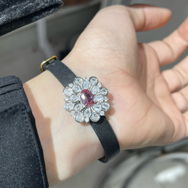 Alexander Bracelet Watch Strap s925 Sterling Silver Inlaid Color-changing Stone Bracelet Main Stone 6x 8mm Factory Outlet