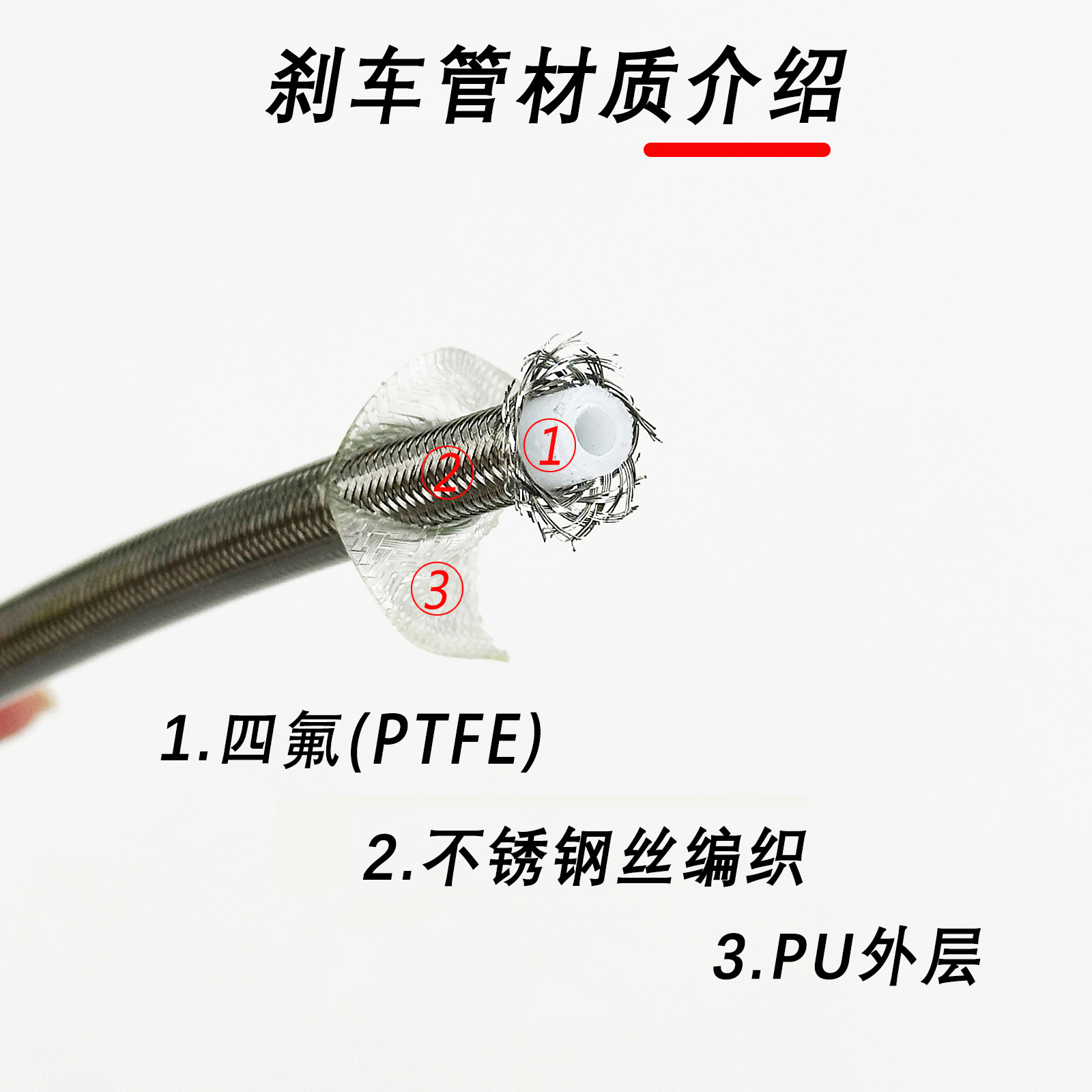 AN3- 1m PTFE braided hydraulic brake hose for motorcycle and car modification brake and clutch oil line