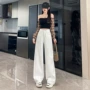 宽松高腰直筒显瘦牛仔裤