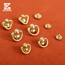 带环旋转和尚头纯黄铜材质手工DIY皮革箱包五金配件奶嘴钉旋转头