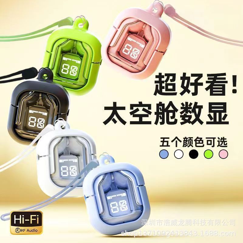 Cross-Border New Product Air31 Digital Display Xt16 Popular Transparent Bluetooth Headset Long Battery Life Wireless In-Ear Noise Reduction