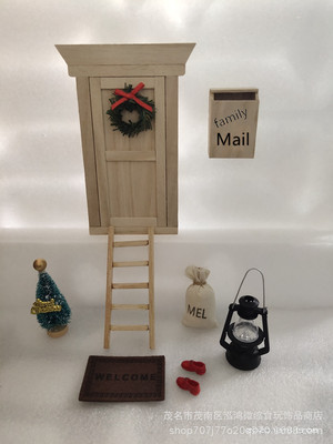 DOLLHOUSE娃娃屋配件 迷你屋门庭圣诞节装饰套装仿真djd 娃屋模型