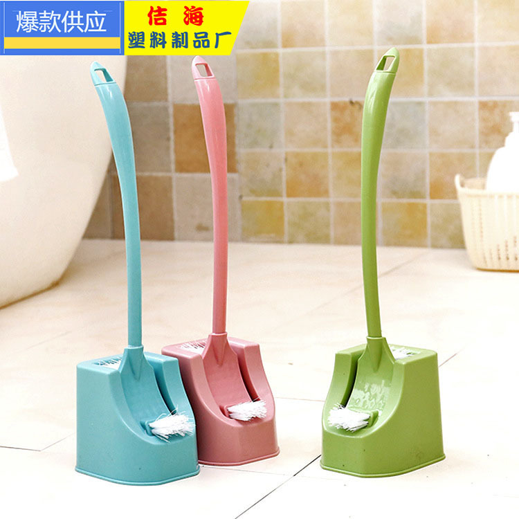 No dead angle long handle toilet brush toilet toilet cleaning brush with base double-sided plastic toilet cleaning artifact