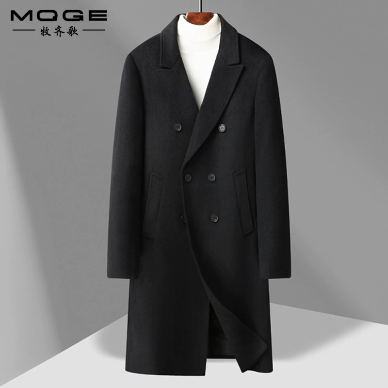 Новое осенне-зимнее мужское шерстяное пальто, средней длины, с воротником-стойкой, двубортное, в корейском стиле.