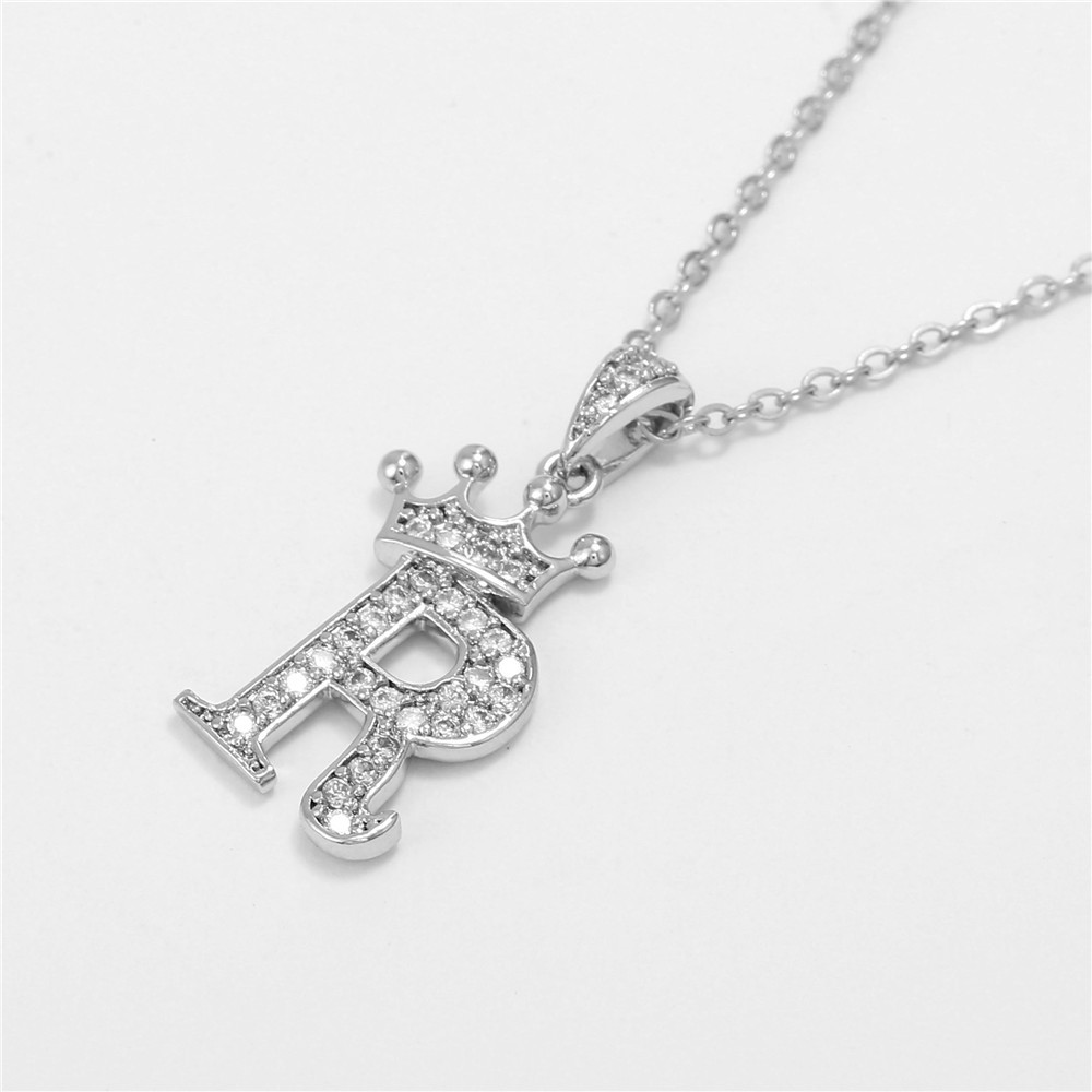 Fashion Micro-inlaid Zircon Crown English Letter Necklace Platinum Necklace Wholesale Nihaojewelry display picture 1