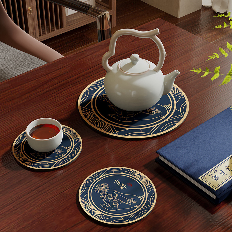 almohadilla de taza redonda china sin lavado almohadilla de aislamiento térmico absorción de agua tetera doméstica almohadilla de taza de té resistente a altas temperaturas almohadilla de taza de goma blanda