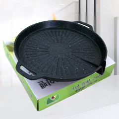 韓式格林電磁爐烤盤家用明火不粘塗層烤肉鍋商用鐵板燒烤肉方盤