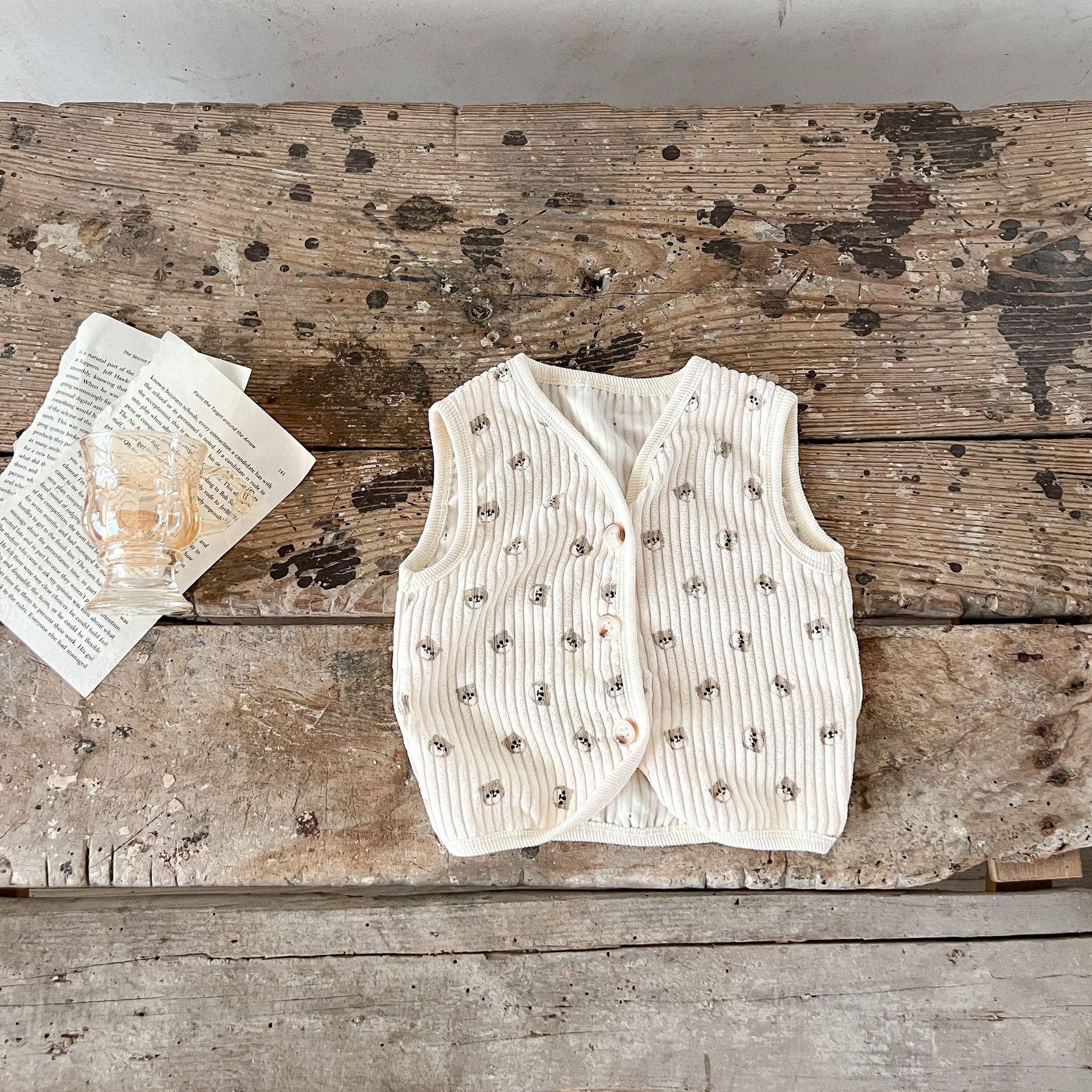 Otoño ins2023 estilo coreano todo partido pit PANA cardigan chaleco PANA impreso cardigan para niños y niñas