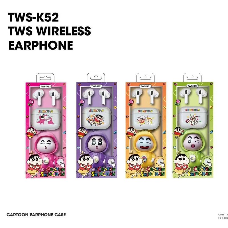 K52 New Cross-Border Crayon Shin-Chan Face-Changing Trendy Toy Doll Cartoon Kidsren and Students Wireless Bluetooth In-Ear Headphones